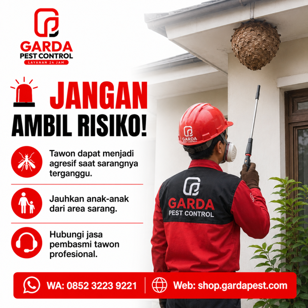 Basmi Sarang Tawon Terdekat di Kota Anda dari Garda Pest Control. Tangani Sarang Tawon dengan Aman. Layanan Profesional dan Respon Cepat.